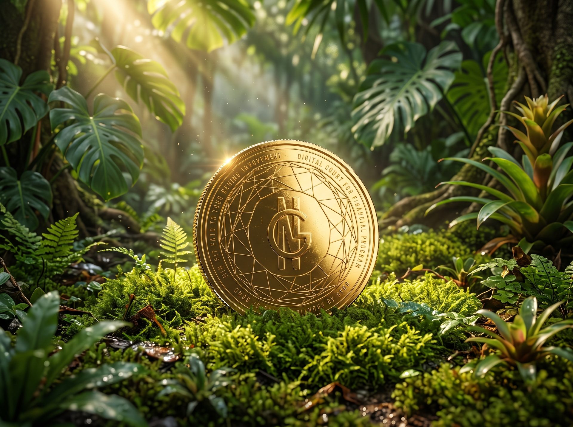 Moeda Gold Carbon 0 em meio à natureza